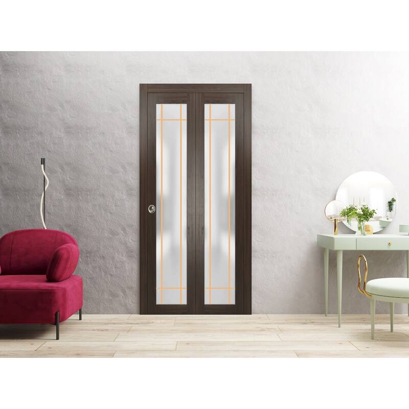 Bi-fold Doors 36 x 80 Planum 2113 Chocolate Ash Sturdy Tracks