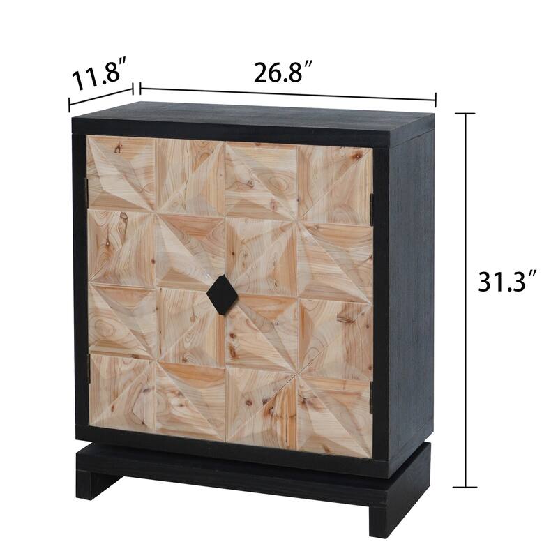 3D Geometric Carved Double-Door Cabinet - Manufactured Wood Storage Cabinet, Modern Decorative Furniture
