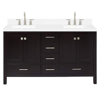 Ariel A060DCQRVO Cambridge 60" Free Standing Double Basin Vanity Set