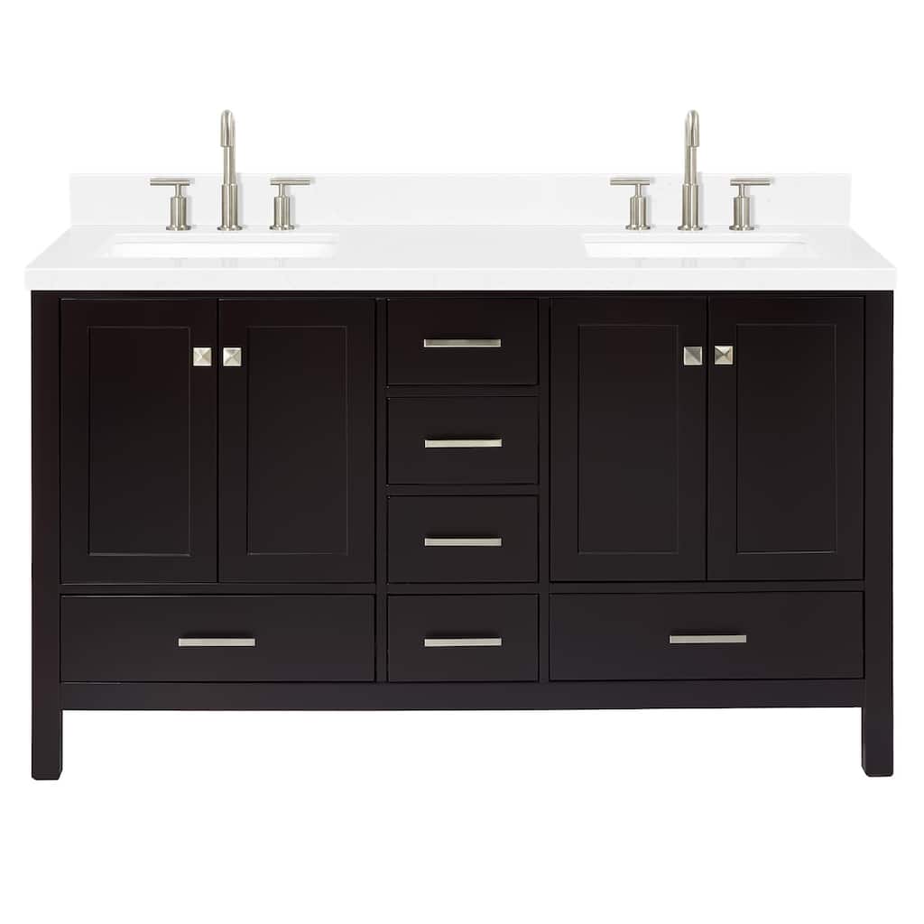 Ariel A060DCQRVO Cambridge 61" Free Standing Double Basin Vanity Set