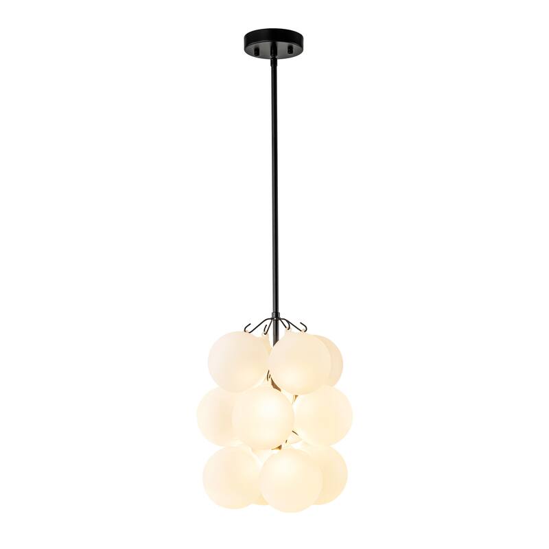 2-Light Modern Cluster Frosted Glass Globe Bubble Chandelier for Dining Room/Living Room