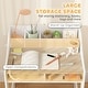 preview thumbnail 13 of 14, Qaba Kids Desk and Chair Set, Children Study Table with Storage and Shelves, Student Writing Desk, Natural Wood