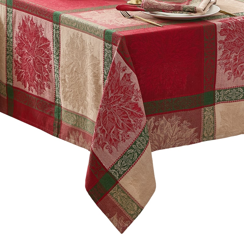 Prestige Poinsettia Jacquard Tablecloth - 60x84 Rectangle