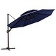 preview thumbnail 17 of 35, Luxury Patio Cantilever Umbrella with Round Double Top Navy Blue