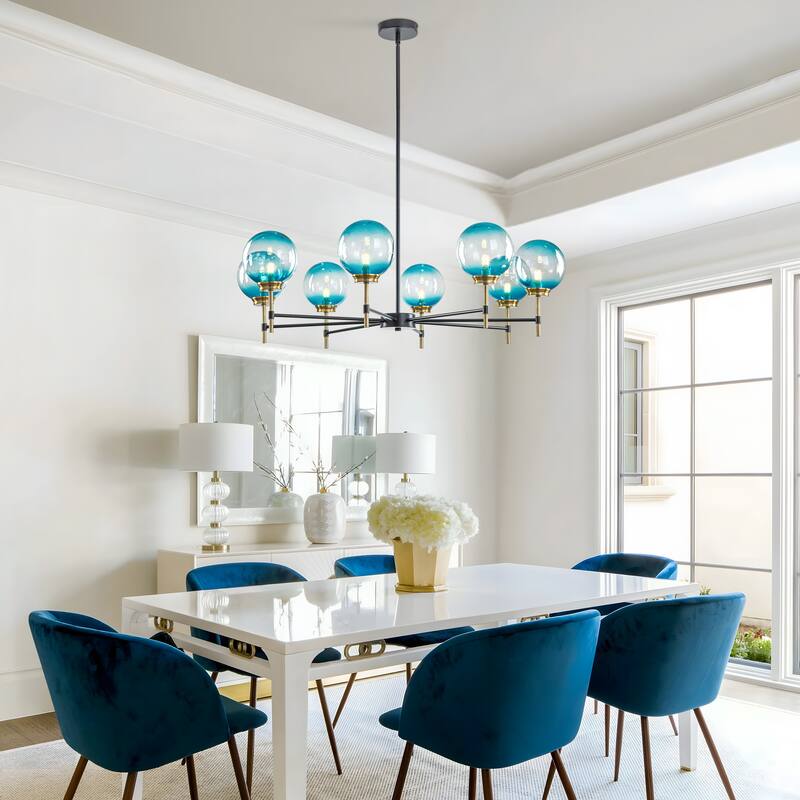 Starsky 8-Light Blue Bubble Novelty Candle-Inspired Chandelier - Black