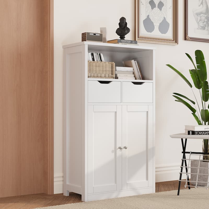 Bathroom Storage Cabinet – Waterproof Free Standing Storage Cabinet with Adjustable Shelf & Soft-Close Drawers
