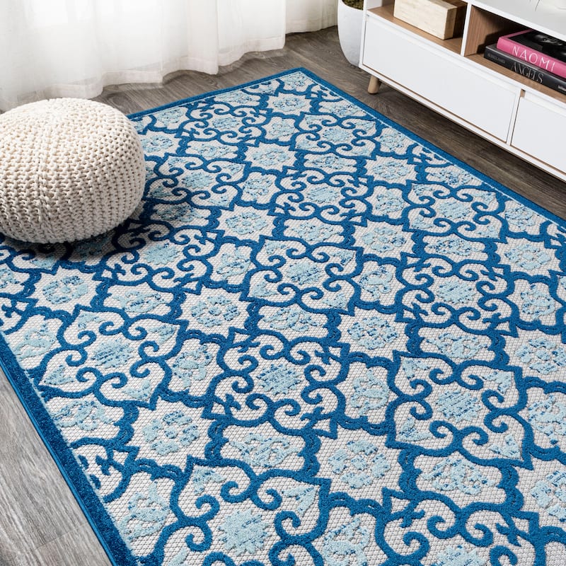 JONATHAN Y Crisantemo Tile Trellis High-Low Indoor/Outdoor Area Rug