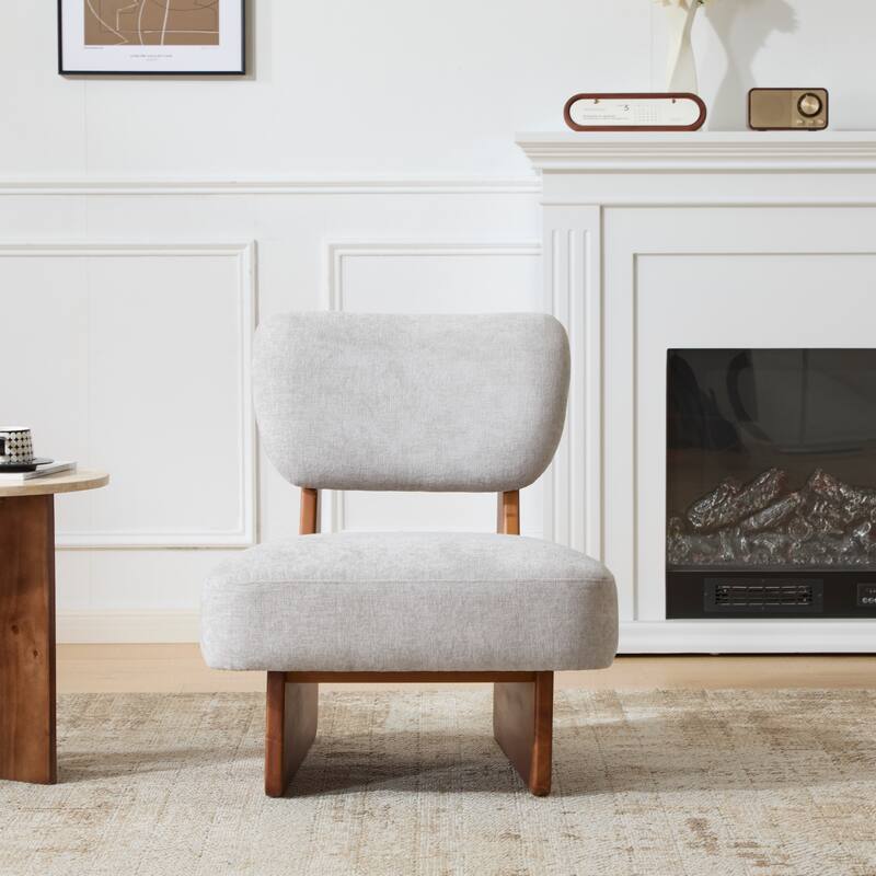 Modern Lounge Chairs with Solid Wood Frame (Set of 2)