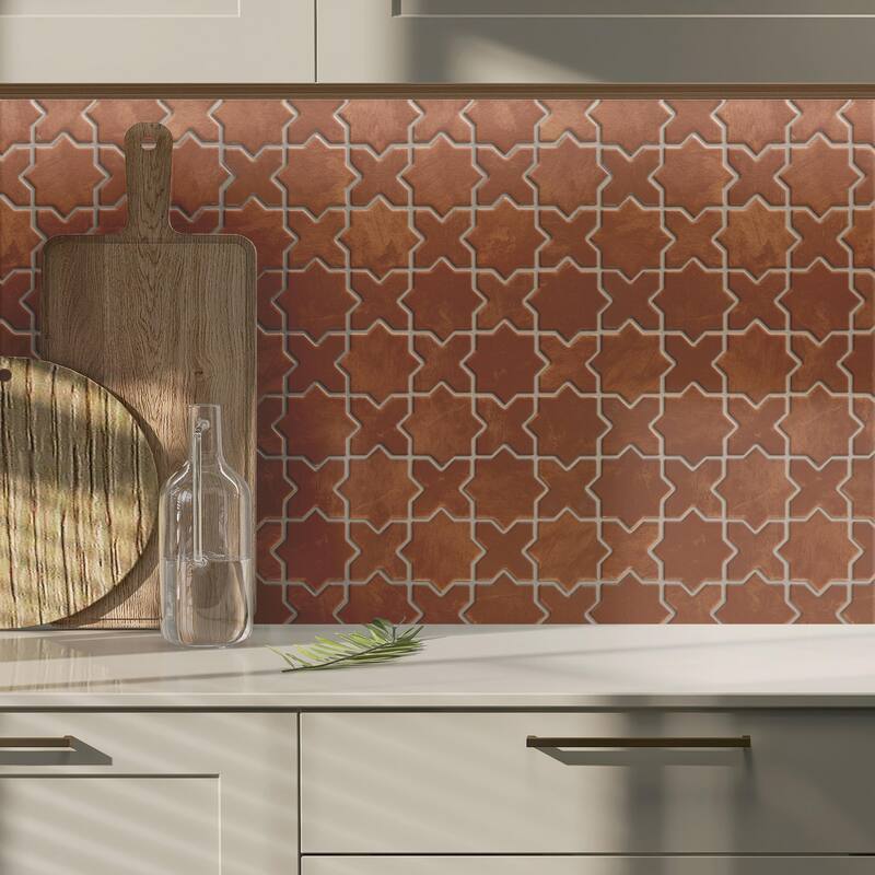 Merola Tile Sentier des cotto 2" Star Cross 11-7/8" x 11-7/8" Porcelain Mosaic Floor and Wall Tile