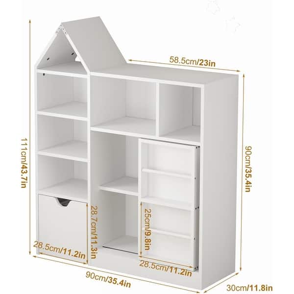 Kids Toy Storage Organizer & Bookshelf with Movable Drawers