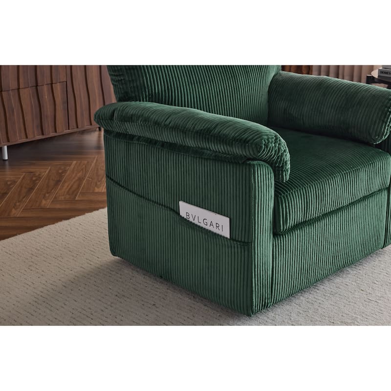 33" Oversized Plush Cushioned Swivel Corduroy Lounge Chair