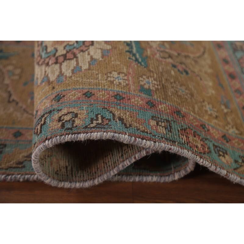 Hand Knotted Oriental 100% Wool Carpet Traditional All-Over Pink Tabriz Area Rug - 12' 8'' X 9' 7''