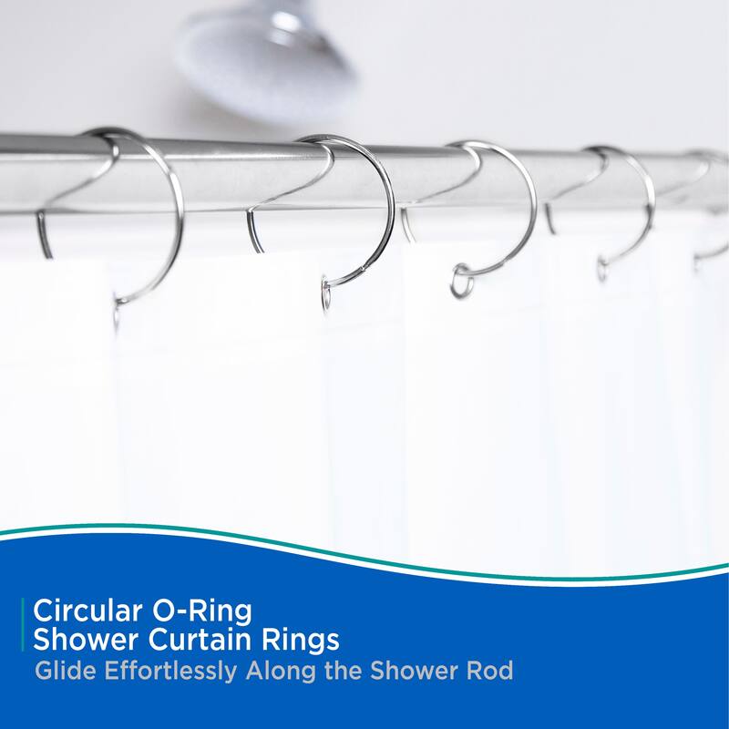 Kenney Circular O-Ring Shower Curtain Rings, Set of 12 - Chrome