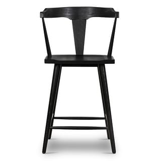 Poly & Bark Enzo 23.5" Seat Height Counter Stool - Solid Oak Wood