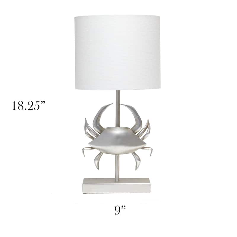 Coastal Pinching Crab Table Lamp with Drum Shade - 18.25" - Silver and White