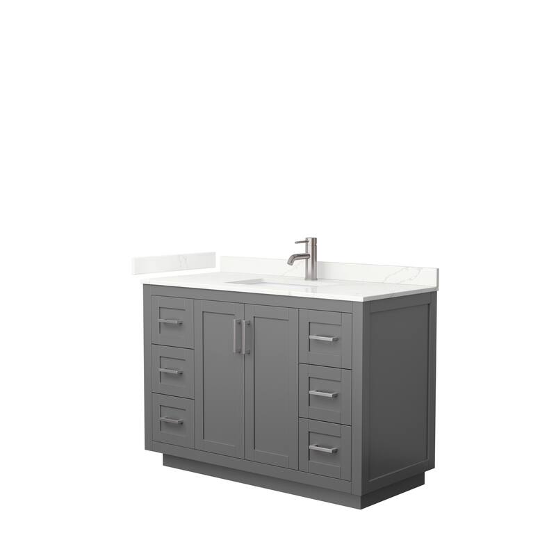 Miranda 48-inch Single Vanity, Quartz Top - Dark Gray, Nickel Trim, Giotto Quartz Top