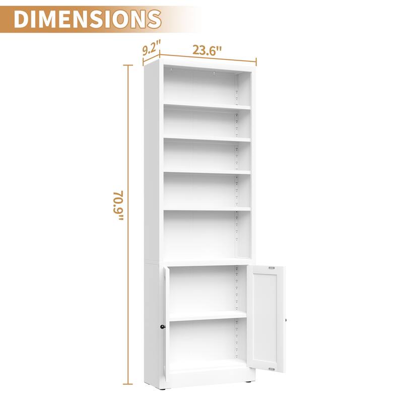 Rossetta 71" Sturdy Industrial Design Metal Bookcase with Adjustable Shelf Unit