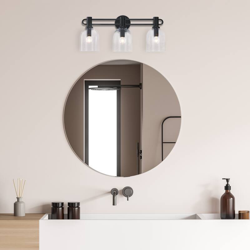 Astra 24 in. 3-Light Matte Black Vanity Wall Light for Bathrooms - 5.5
