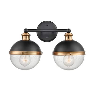 Millennium Lighting Ellmira 2 Light Vanity Fixture in Matte Black / Aged Bronze