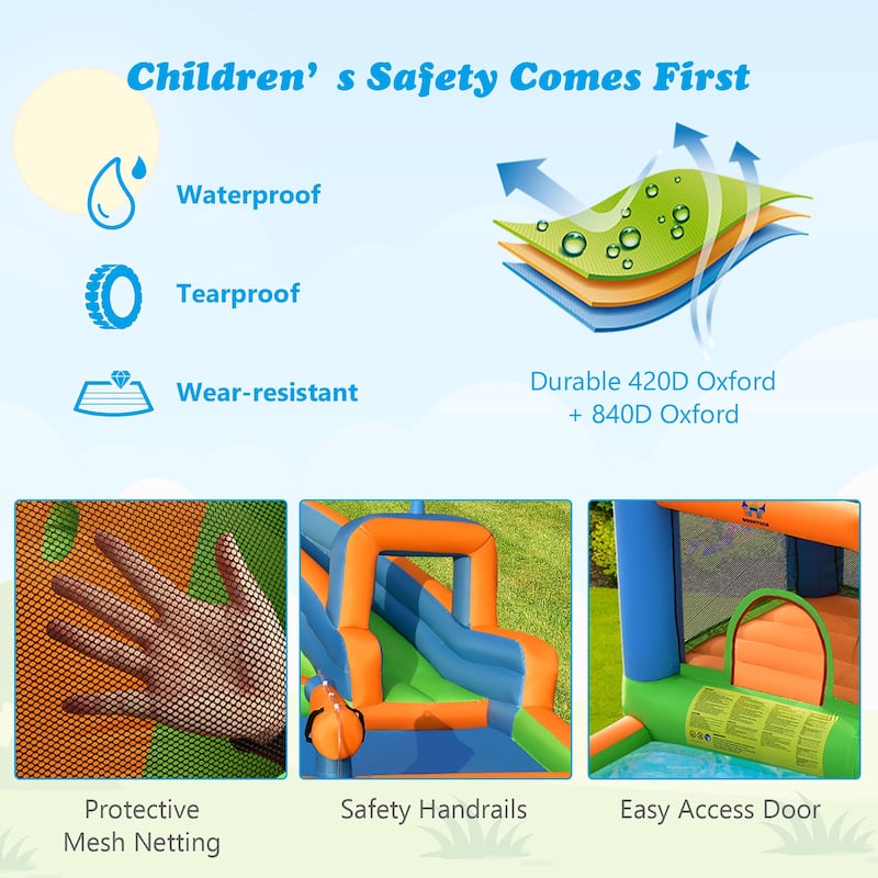 Gymax Inflatable Water Slide Giant Bounce Castle w/ Dual Climbing