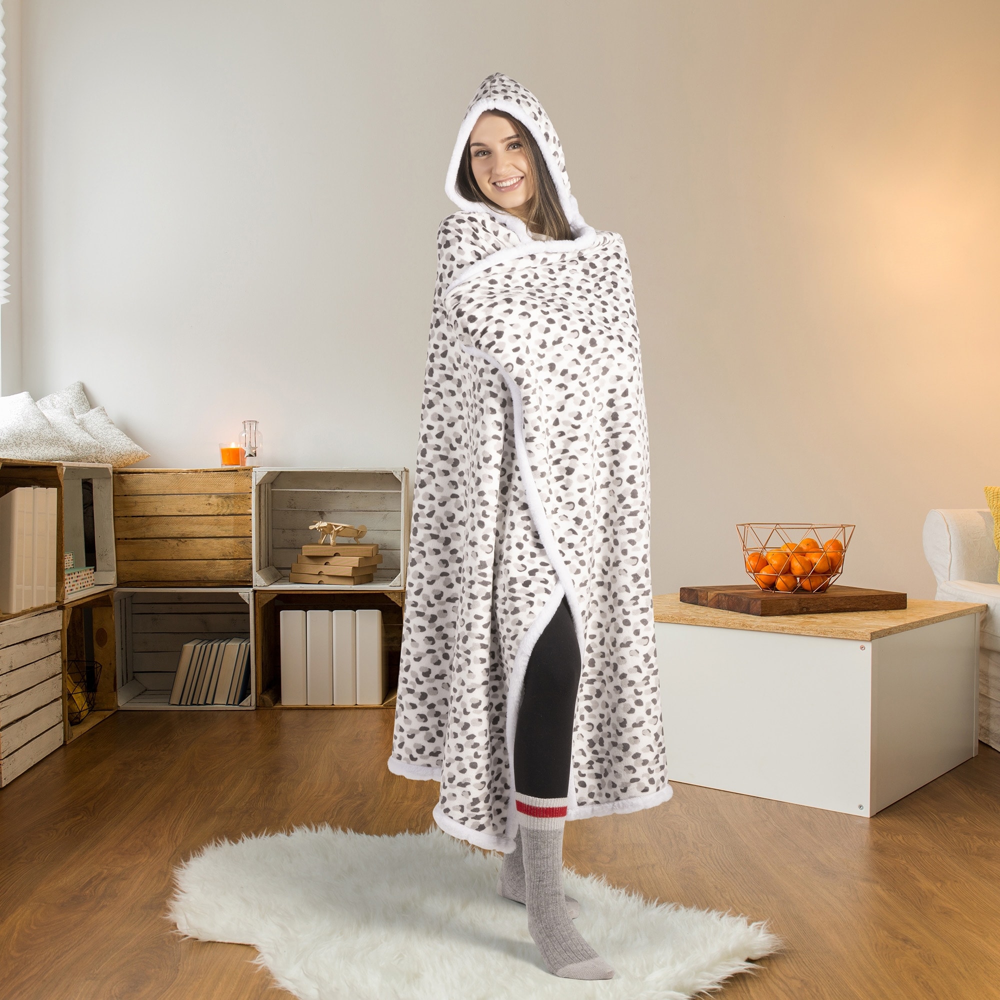 Premium Wearable Hooded Blanket for Adults 65in x 48in (White) - Bed Bath u0026  Beyond - 35304133