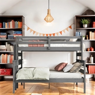 Detachable Design Wood Twin Over Full Bunk Bed With Ladder