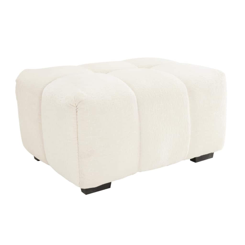 Roomfitters Tufted Boucle Ottoman Bench, Rectangular Padded Footrest Coffee Table Stool for Living Room