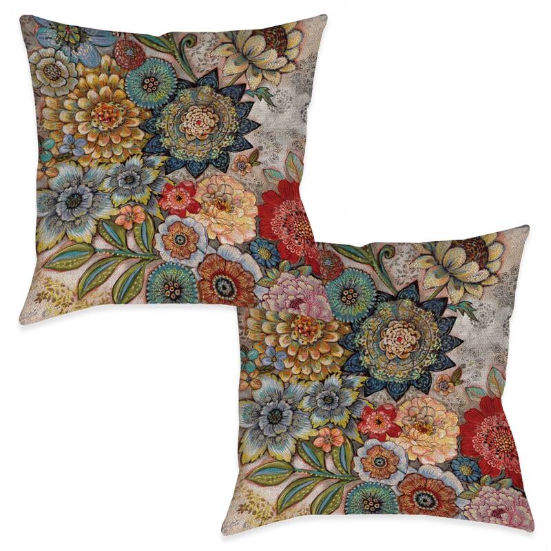Laural Home Boho Bouquet Indoor Woven Decorative Pillow