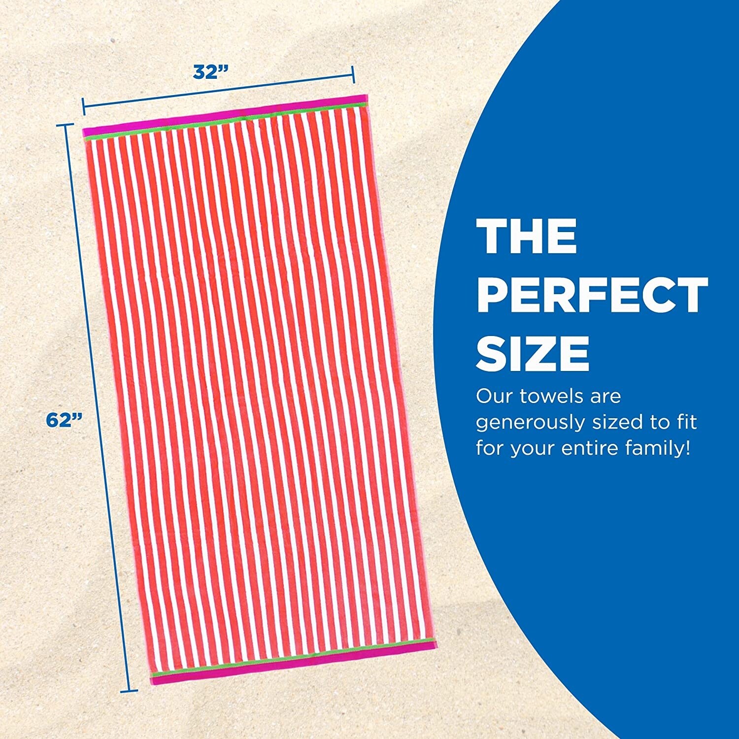 Kaufman Striped Beach Towel - Soft, Absorbent & Colorful Pool Towel for Summer-image
