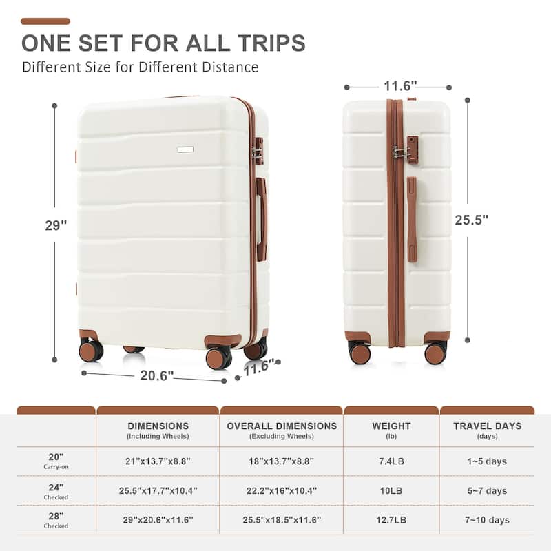3-Piece TSA Lock Travel Luggage Set by Harper&Bright Designs