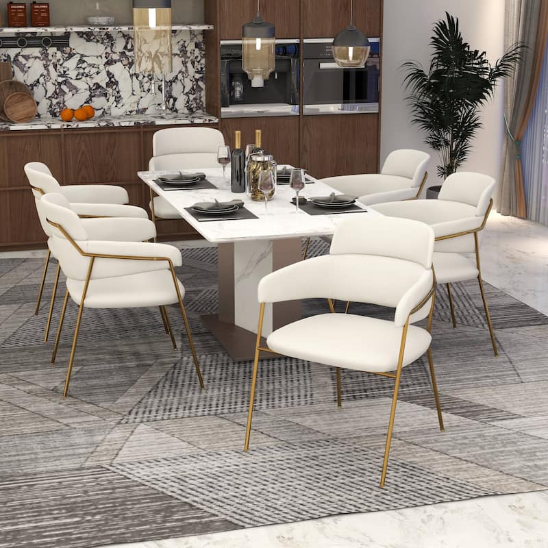LeisureMod Axis Set of 2 Modern Upholstered Dining Chairs with Gold Stainless Steel Legs, Pair of Accent Side Chairs for Kitchen