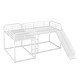 preview thumbnail 13 of 13, Stylish Full and Twin Size L-Shaped Bunk Bed with Slide and Short Ladder, 4 Beds in 1, Sturdy Frame, White
