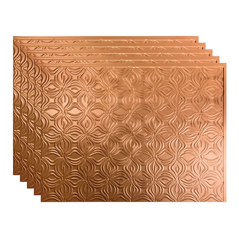 FASÄDE Lotus Decorative Vinyl Backsplash Panel - 5 Pack - Polished Copper