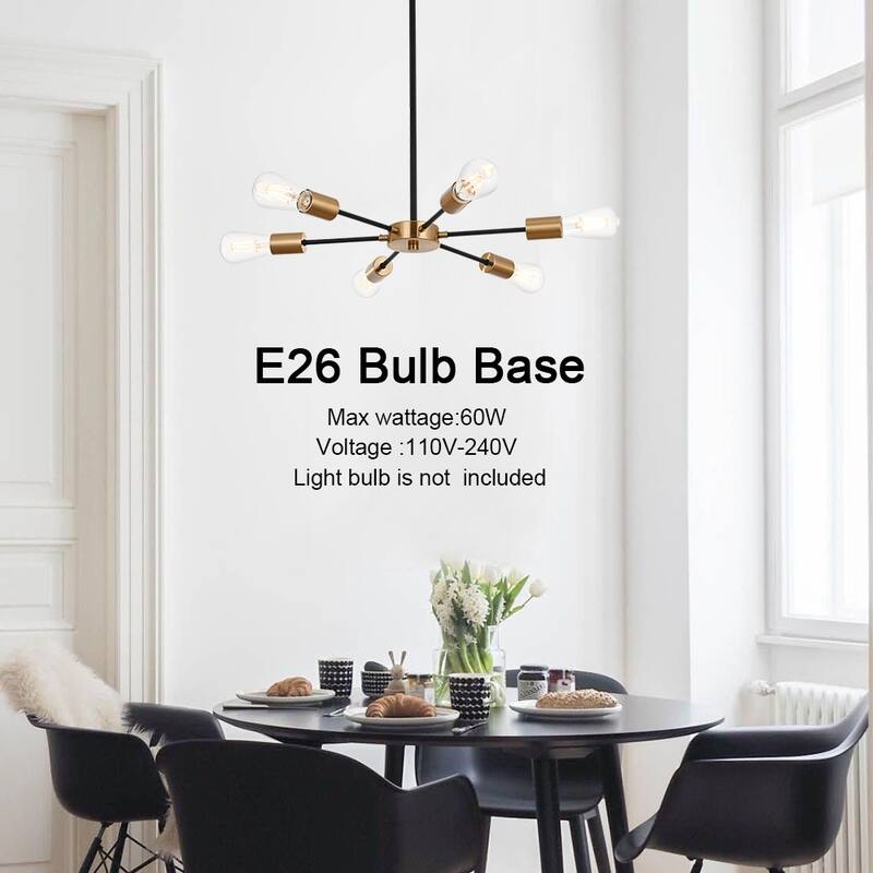 Modern Sputnik Chandelier 6 Lights Mid Century Ceiling Light