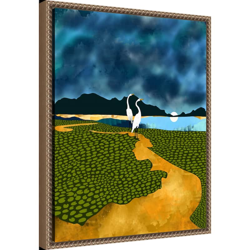Great Egrets On Honeymoon Island by Uma Gokhale Framed Canvas Wall Art