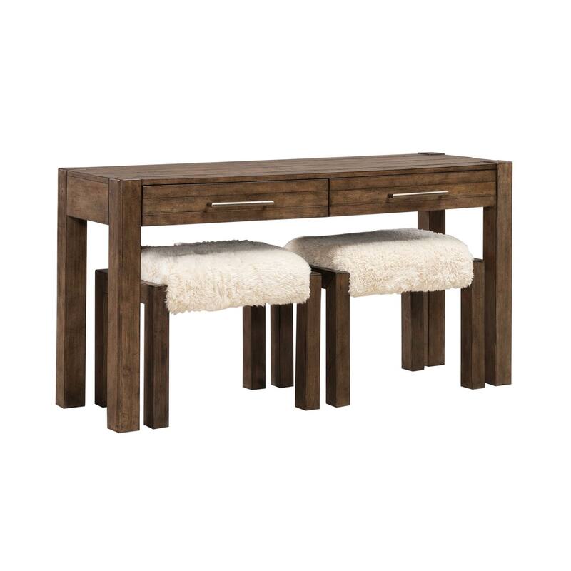 Liberty Furniture Broadmore Console Table, Upholstered Console Stools