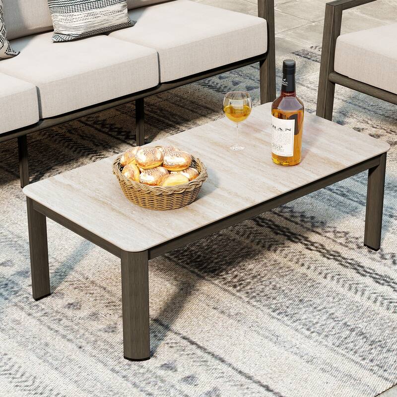 Nimbus 1-Piece Brown Aluminum Outdoor Coffee Table - 47 x 23