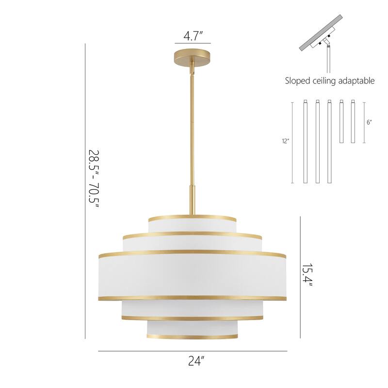 24" 5-Light Dimmable Tiered Drum Chandelier