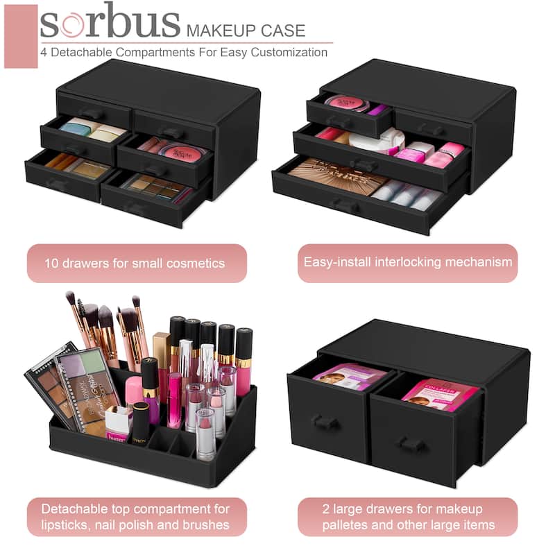 Sorbus Large Makeup Organizer and Storage for Vanity - 9.25" L x 5.25" W x 15.75" H