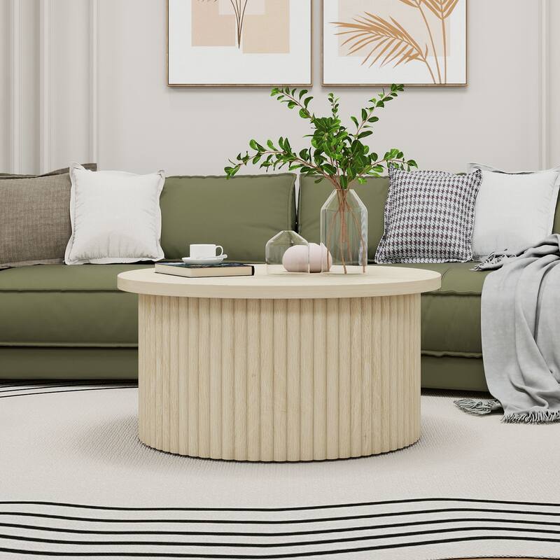 GDF Studio - Modern Metal Base Round Coffee Table with Flip-Top Storage