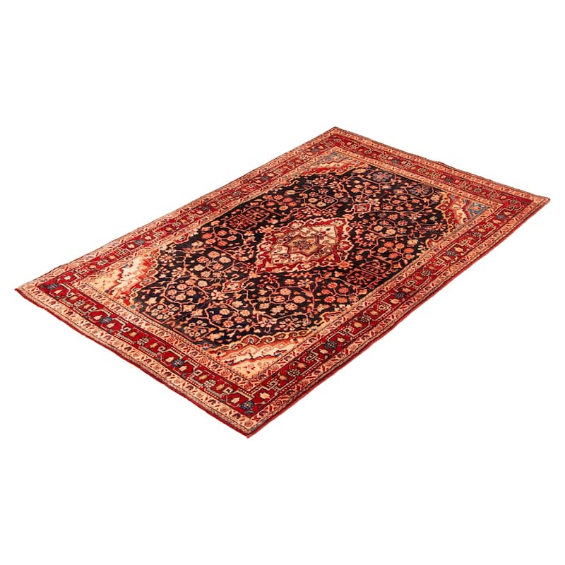 ECARPETGALLERY Hand-knotted Anatolian Vintage Navy Wool Rug - 4'3 x 7'0