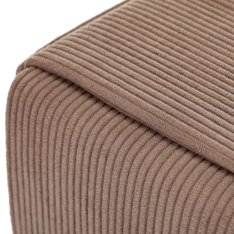 Upholstered Corduroy Square Ottoman Foot Stool Accent for Bedroom