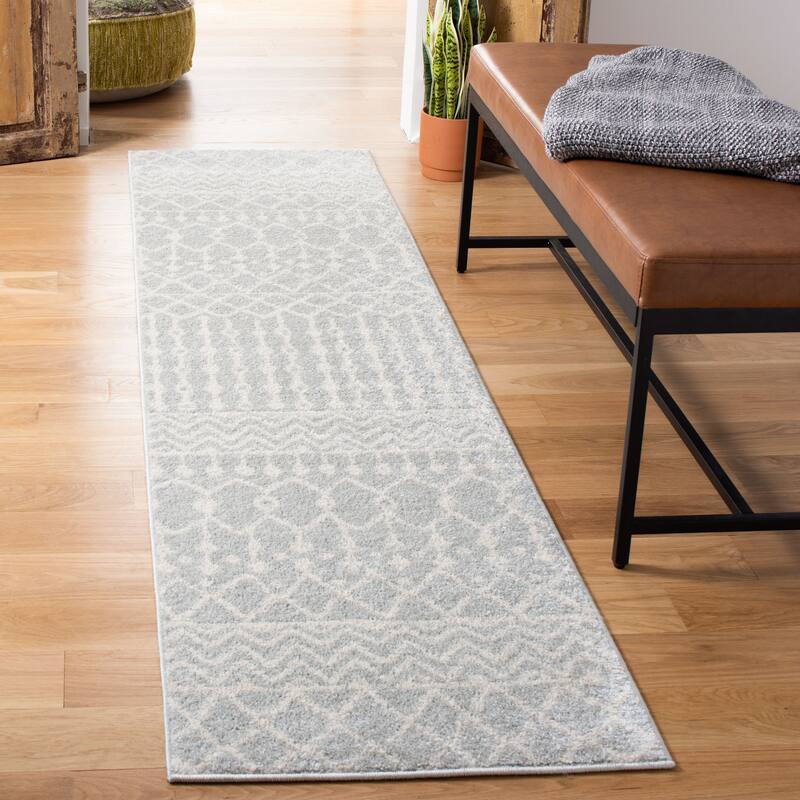 SAFAVIEH Tulum Metta Moroccan Boho Tribal Rug - 2' x 5' - Light Grey/Ivory