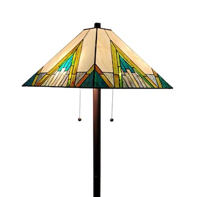 Tiffany Style Mission Floor Lamp 62" Tall Stained Glass AM353FL17 Amora Lighting - Multi-Color