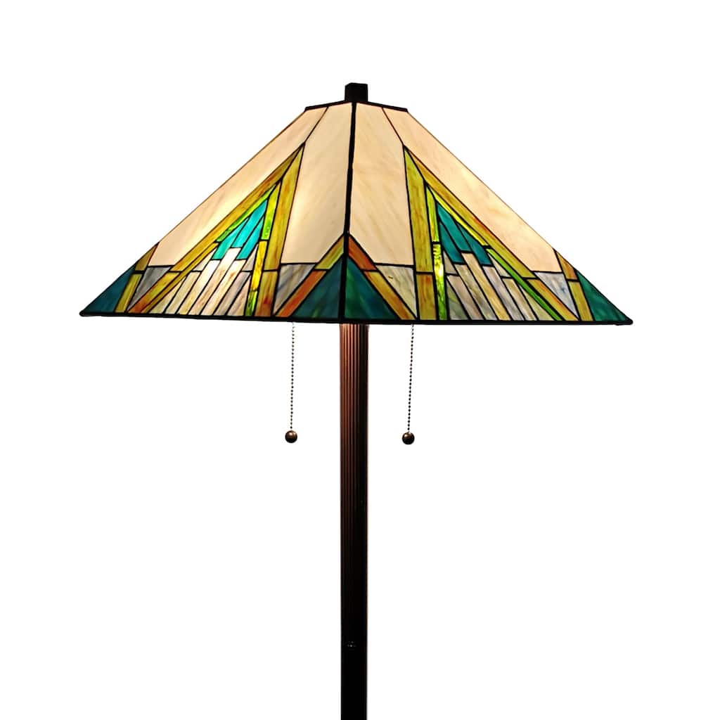 Tiffany Style Mission Floor Lamp 62" Tall Stained Glass AM353FL17 Amora Lighting - Multi-Color