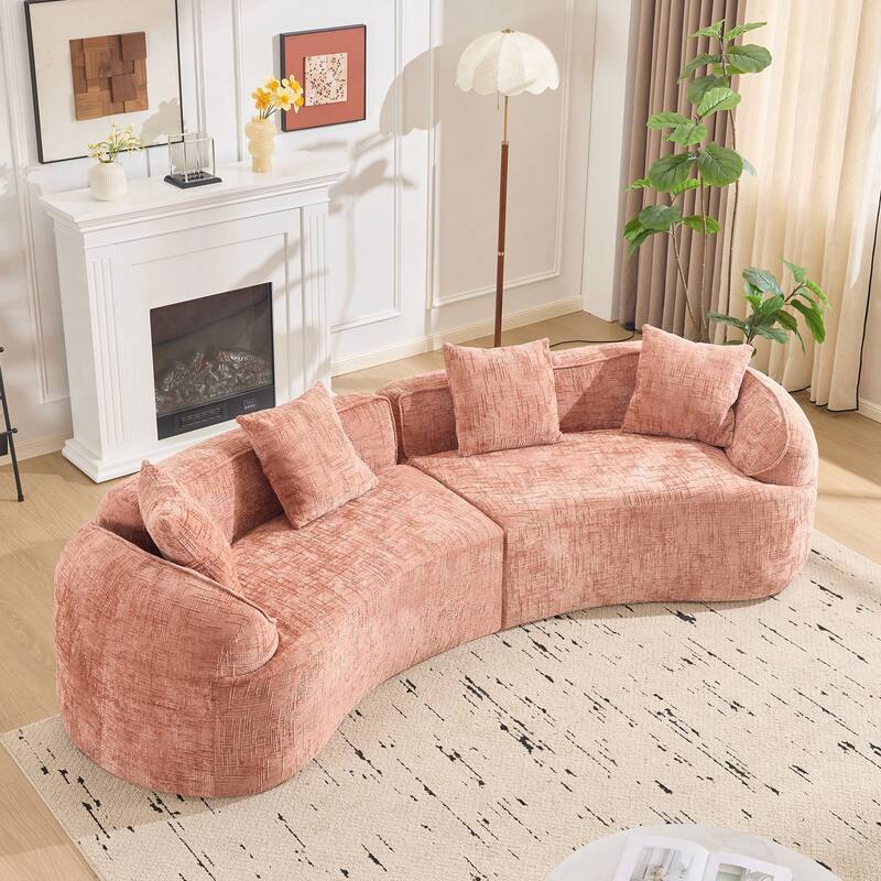 Curved Compressed Sofa, Creative Nordic-style Design for Living Room - Pink