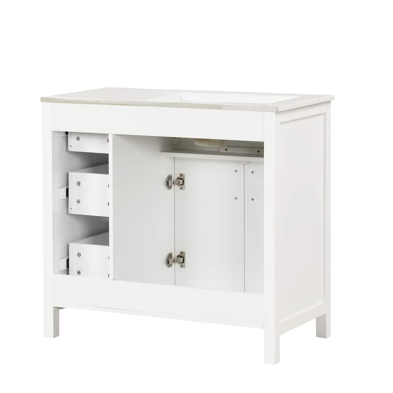 GDFStudio - Avalon 36-Inch Bathroom Vanity with Sink Top, Cabinet with Two Doors, Solid Wood & MDF Board, Painted Finish