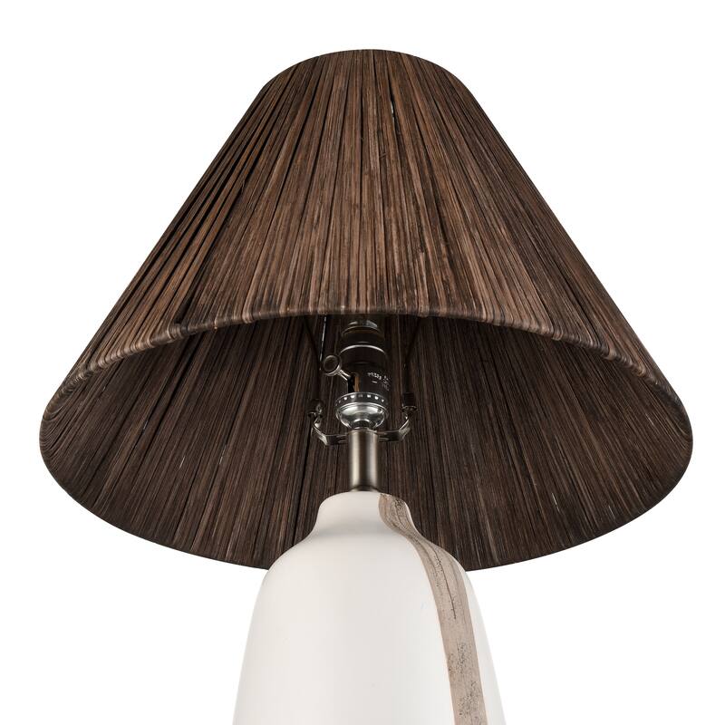 Elk Home Kirkover White Glazed With Woven Rattan Shade Table Lamp
