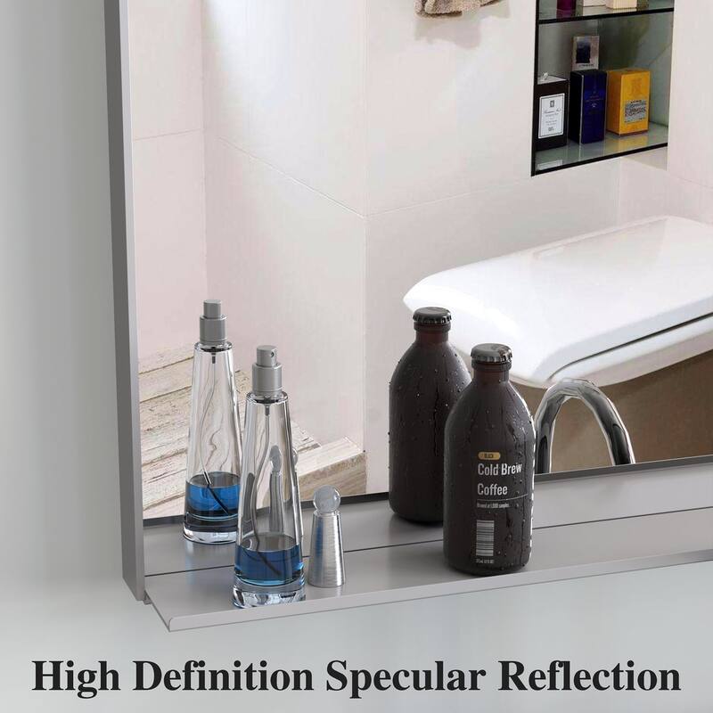 60 inches Rectangular Framed Wall Mounted Mirror with Removable Tray