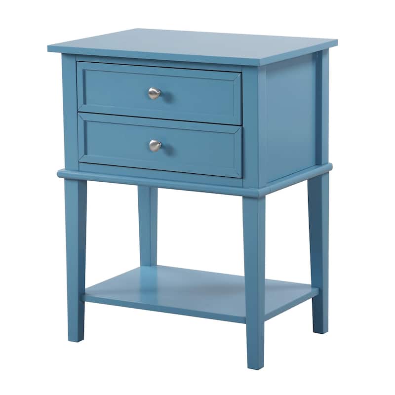 Teal Nightstand 28x22x16 Contemporary Bedside Table with Open Shelf Storage, Vibrant Stylish Accent for Bedroom Spaces